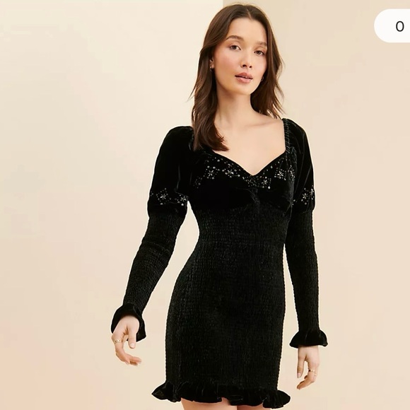 LoveShackFancy Buttercup Velvet Mini Dress